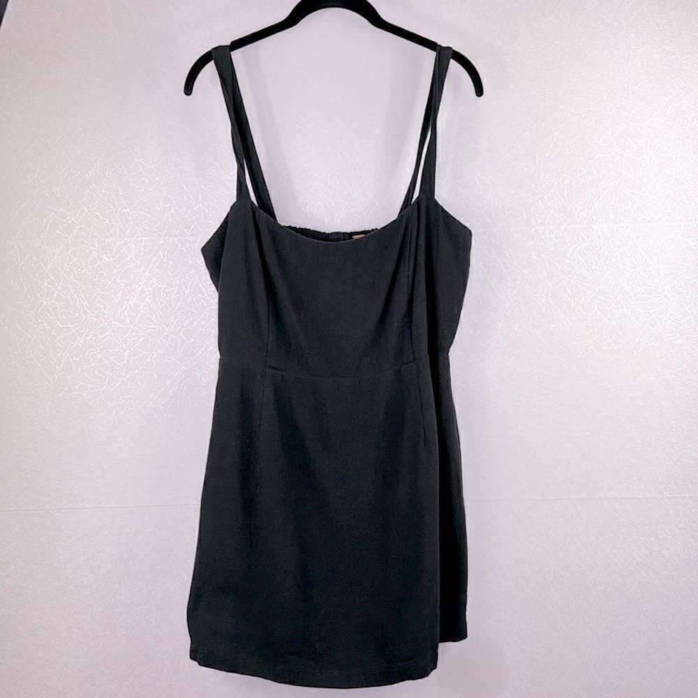 Free People Button Down Back Cotton Mini Dress Black L - Picture 2 of 6
